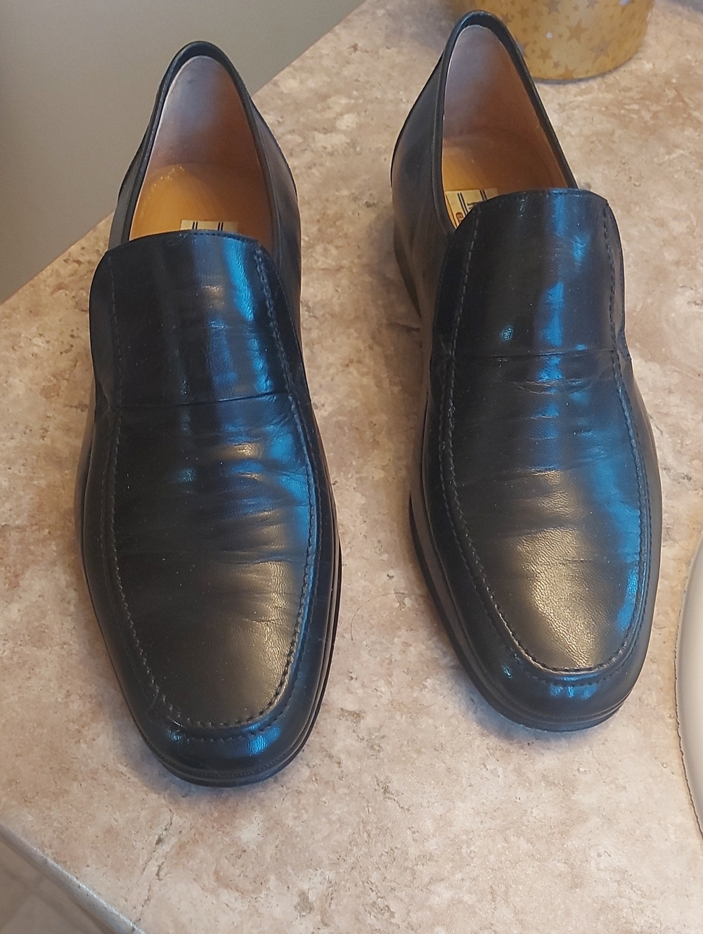 Classic Black Leather Men’s Slip-On Dress Loafers